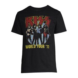 KISS "World Tour '77" Band Short Sleeve Graphic Tee Concert Festival